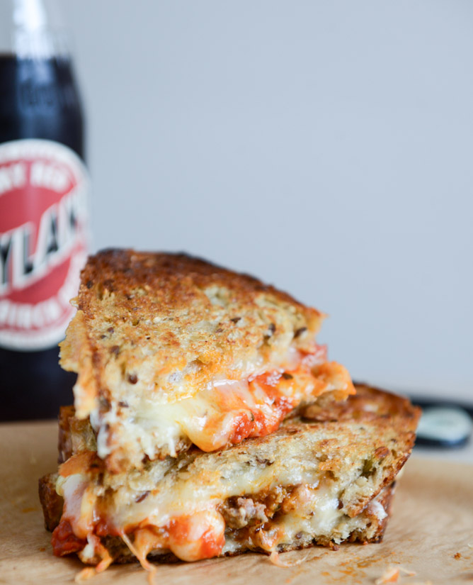 Spicy Mini Meatball Grilled Cheese