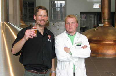 Panel member Alex Puchner with Brouwerij Bavik brewer Yves Benoit at his brewery in Belgium