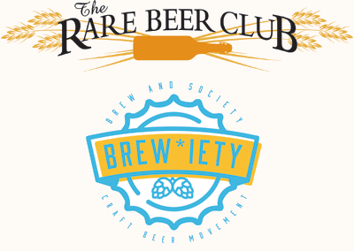 rare beer club and brewiety logos